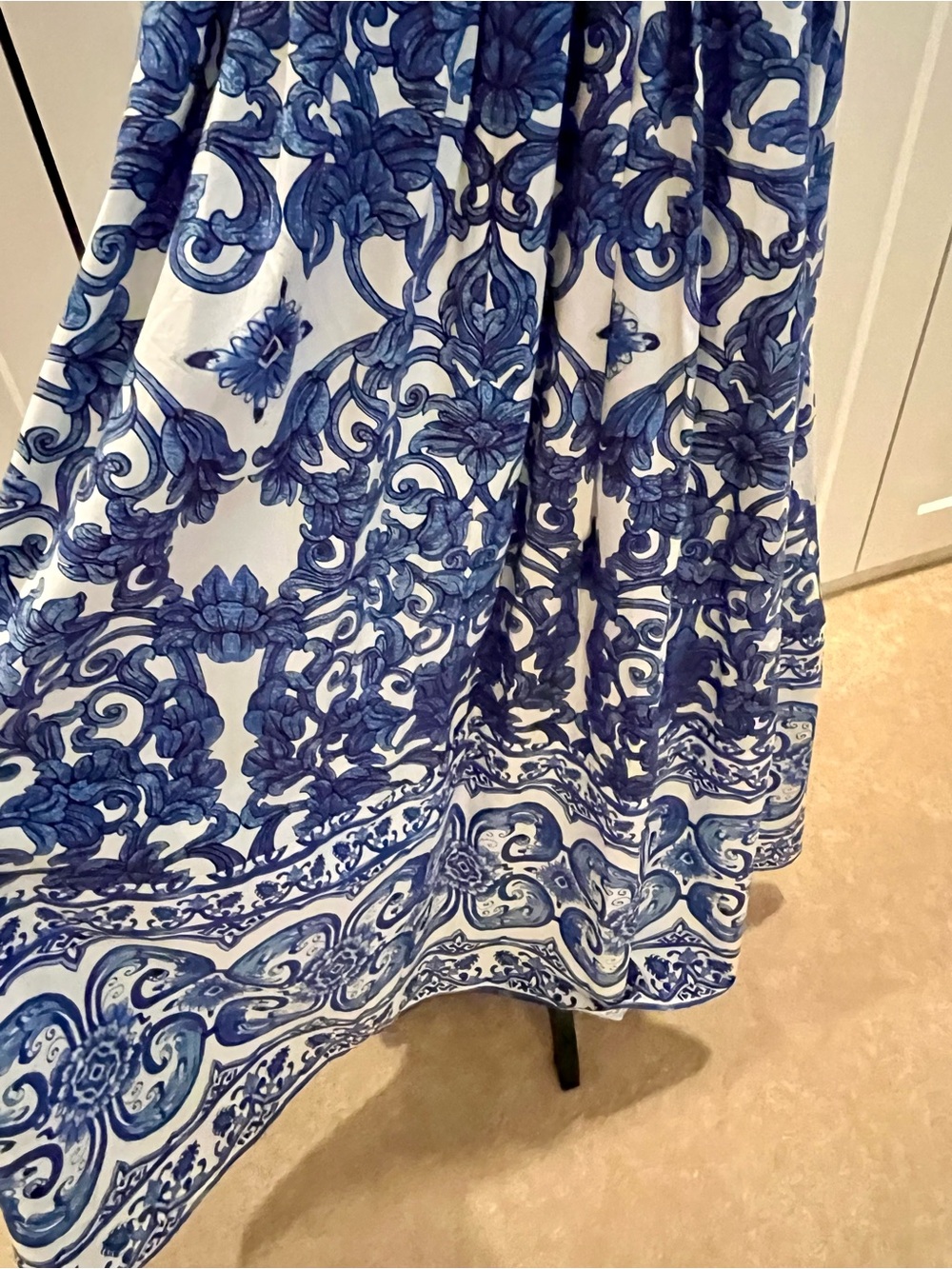 NWT Antonio Melani Blue/White Midi Dress CutOut Back Floral Paisley Cottagecore - Picture 2 of 11